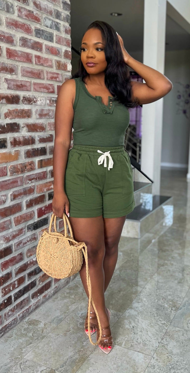 Outchea' short set ( Army Green)